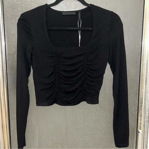 Helmet Lang crunched long sleeve black top - Picture 1 of 6
